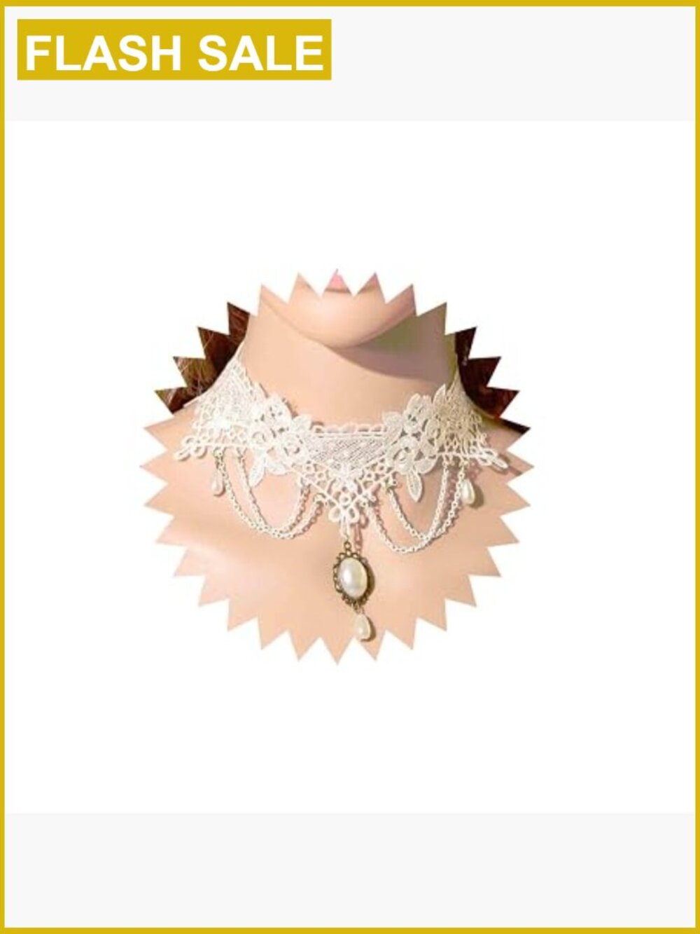 Vintage Lace Choker Necklace Gothic Pattern Beaded Pendant Tassel Punk Long